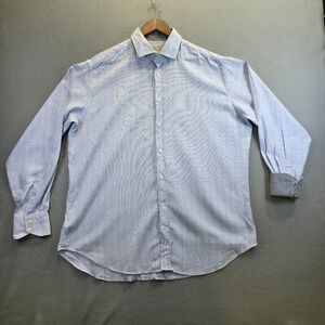 Jack Stone Men's Blue Check Long Sleeve Button‎ Up Flip Cuff Shirt Size XL